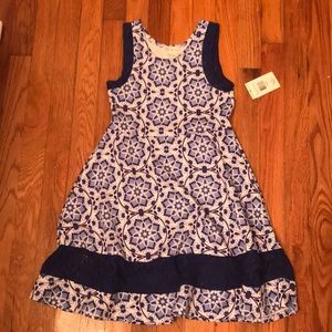A blue,white,and navy dress very soft material